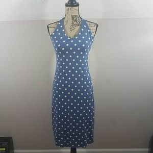 Boden Blue Polkadot Halter Sundress Sz 12L